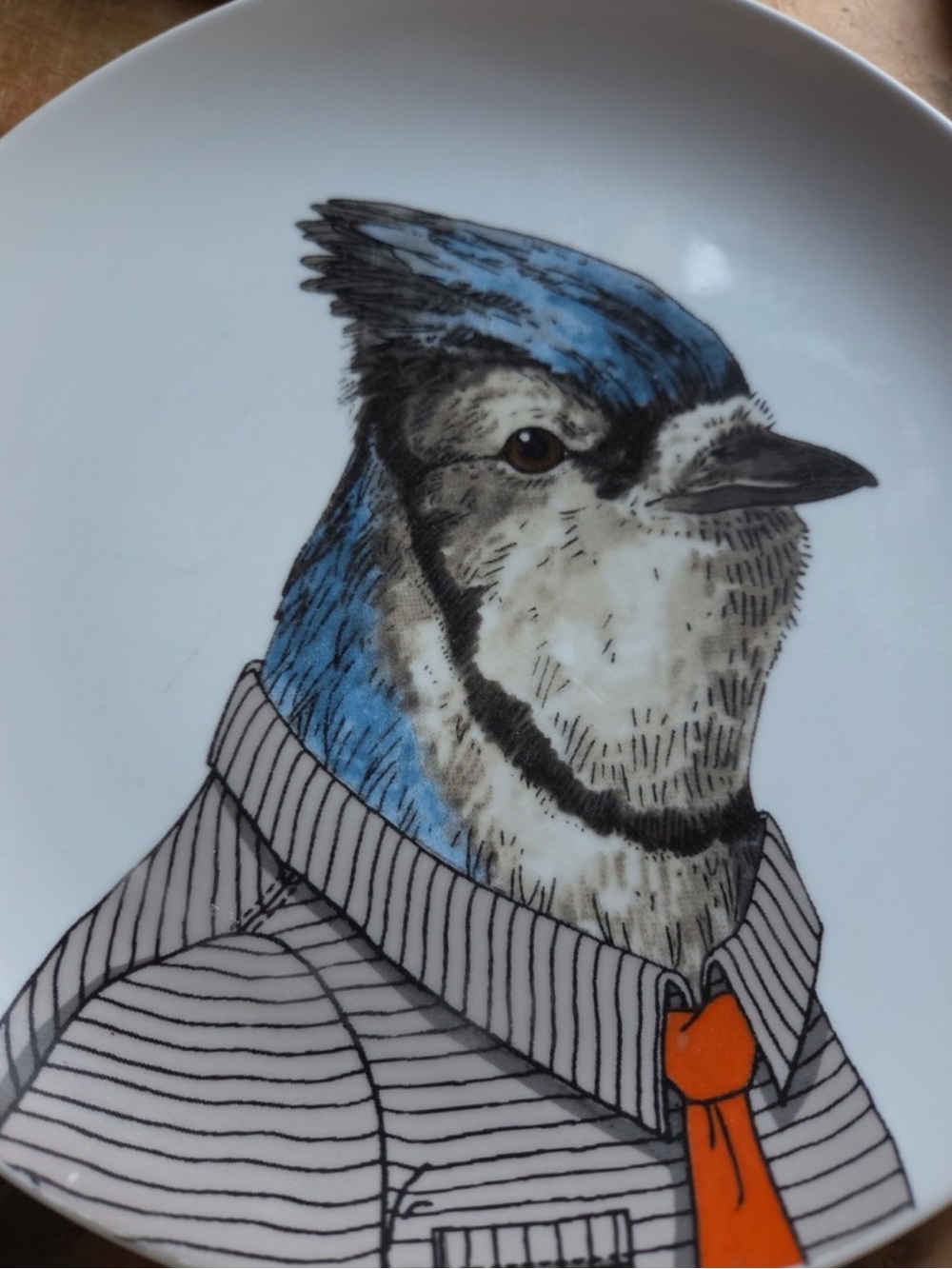 Rachel kozlowski dapper animal plate blue jay